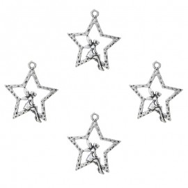 10pcs/lot 23*28mm Charm Silver Flower Fairy Stars Charm DIY Bracelet Necklace Jewelry Accessories Pendant