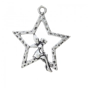 10pcs/lot 23*28mm Charm Silver Flower Fairy Stars Charm DIY Bracelet Necklace Jewelry Accessories Pendant