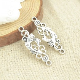 15 Pcs 36*12 mm Antique Silver Tone  Flower connector Charms DIY Jewelry Making 2536