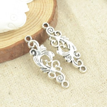 15 Pcs 36*12 mm Antique Silver Tone  Flower connector Charms DIY Jewelry Making 2536