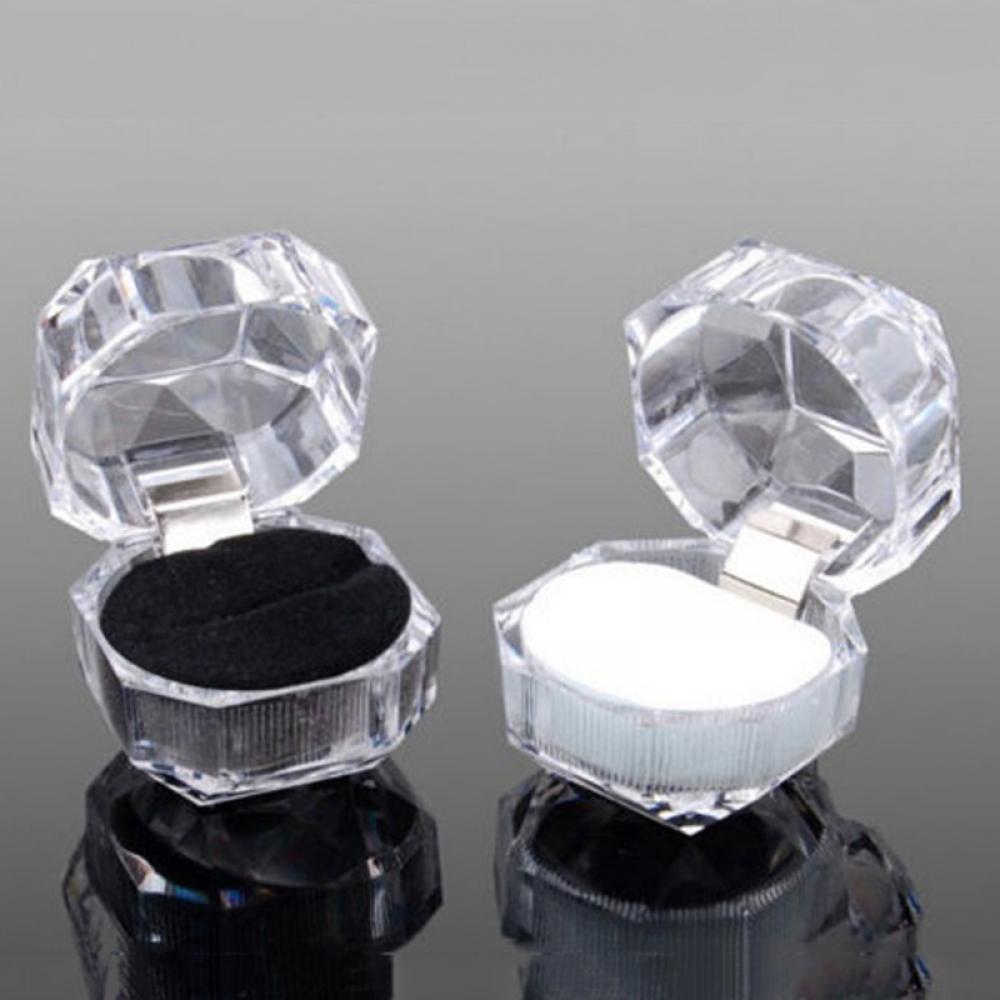 1PC Jewelry Package Ring Earring Box Acrylic Transparent Wedding Packaging Jewelry Box Display Organizer