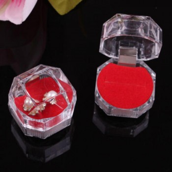 1PC Jewelry Package Ring Earring Box Acrylic Transparent Wedding Packaging Jewelry Box Display Organizer