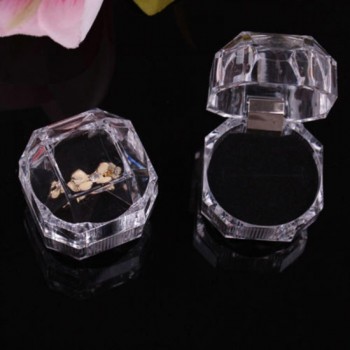 1PC Jewelry Package Ring Earring Box Acrylic Transparent Wedding Packaging Jewelry Box Display Organizer