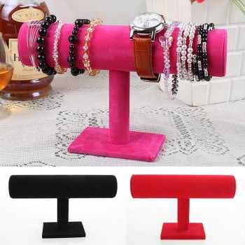 1PC Jewelry Holder T-Bar Storage Rack Velvet PU Leather Holder Jewelry Organizer Jewelry Stand for Bracelet Chain Watch