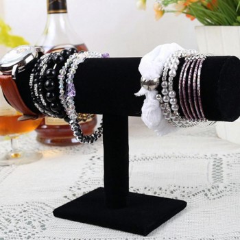 1PC Jewelry Holder T-Bar Storage Rack Velvet PU Leather Holder Jewelry Organizer Jewelry Stand for Bracelet Chain Watch