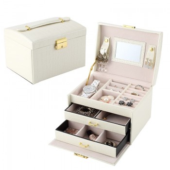 Three Layers 2018 Classical High Quality Leather Jewelry Box Jewelry Exquisite Makeup Case Jewelry Organizer Fashion Gift Box