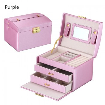 Three Layers 2018 Classical High Quality Leather Jewelry Box Jewelry Exquisite Makeup Case Jewelry Organizer Fashion Gift Box