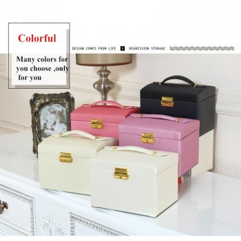 Three Layers 2018 Classical High Quality Leather Jewelry Box Jewelry Exquisite Makeup Case Jewelry Organizer Fashion Gift Box