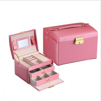 Three Layers 2018 Classical High Quality Leather Jewelry Box Jewelry Exquisite Makeup Case Jewelry Organizer Fashion Gift Box