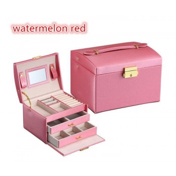 Three Layers 2018 Classical High Quality Leather Jewelry Box Jewelry Exquisite Makeup Case Jewelry Organizer Fashion Gift Box
