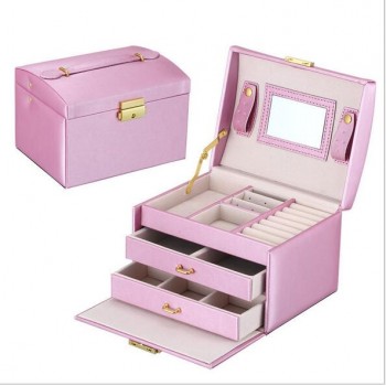 Three Layers 2018 Classical High Quality Leather Jewelry Box Jewelry Exquisite Makeup Case Jewelry Organizer Fashion Gift Box
