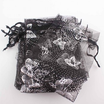 LUBINGSHINE 15x20cm 17x23cm 20x30cm 50PCS Jewelry Gift Organza Bags Wedding Candy Pouches Wholesale Butterfly Beads Bag