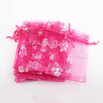 LUBINGSHINE 15x20cm 17x23cm 20x30cm 50PCS Jewelry Gift Organza Bags Wedding Candy Pouches Wholesale Butterfly Beads Bag