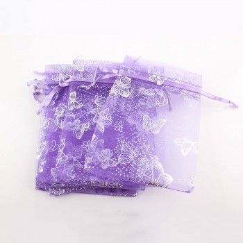 LUBINGSHINE 15x20cm 17x23cm 20x30cm 50PCS Jewelry Gift Organza Bags Wedding Candy Pouches Wholesale Butterfly Beads Bag