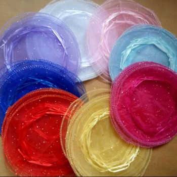 250pcs 26/35 /40cm diameter gauze bag drawstring pouch wedding birthday Christmas candy gift bag display bag Round Organza bag