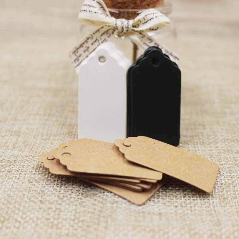 Packaging Label 100pcs Brown Kraft/white/black Paper hangTags DIY  Food Label Wedding Gift Decorating Tag 2*4cm