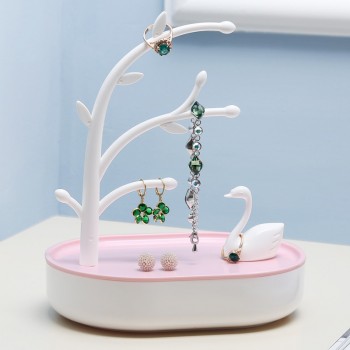 anfei swan lake earring jewelry display organizer white pink plastic swan lake earring ring bracelet jewelry tree organizer A190