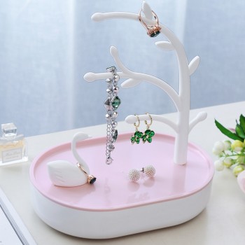 anfei swan lake earring jewelry display organizer white pink plastic swan lake earring ring bracelet jewelry tree organizer A190
