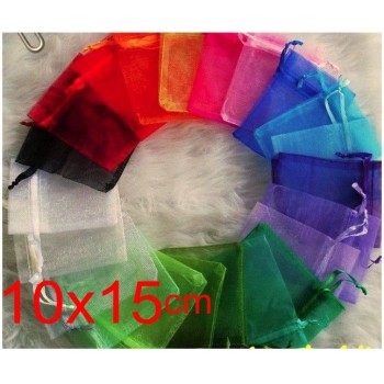 OMH wholesale 50pcs 10x15cm 10color mix chinese Christmas Wedding voile gift bag Organza Bags Jewlery packing Gift Pouches BZ09