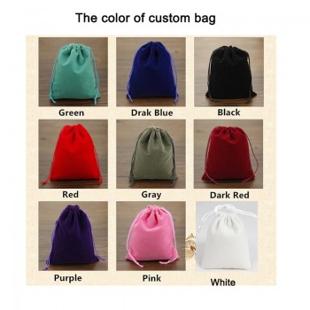 Custom Jewelry Drawstring Bags Personalized Logo Printed Pouches Velvet Jewellery Packaging Sack Wedding Favor Bags