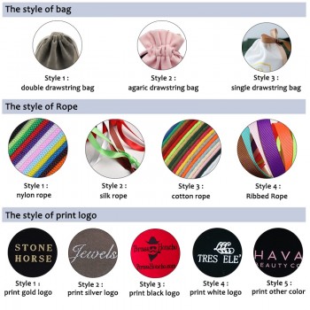 Custom Jewelry Drawstring Bags Personalized Logo Printed Pouches Velvet Jewellery Packaging Sack Wedding Favor Bags