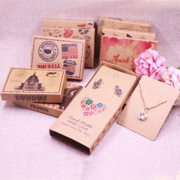 Jewelry card 12pcs +12pcsbox 7.5*5.4*1.2cm Gift Pendent Match Earring Case, Custom Logo : 1000 pcs Cost Extra Soap Jewelry Box