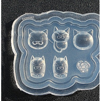 UV Resin Jewelry Liquid Silicone Mold Cartoon Animal Cat Bear Resin Charms Molds For DIY Intersperse Nail Art Jewelry Mold