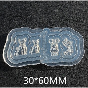 UV Resin Jewelry Liquid Silicone Mold Cartoon Animal Cat Bear Resin Charms Molds For DIY Intersperse Nail Art Jewelry Mold