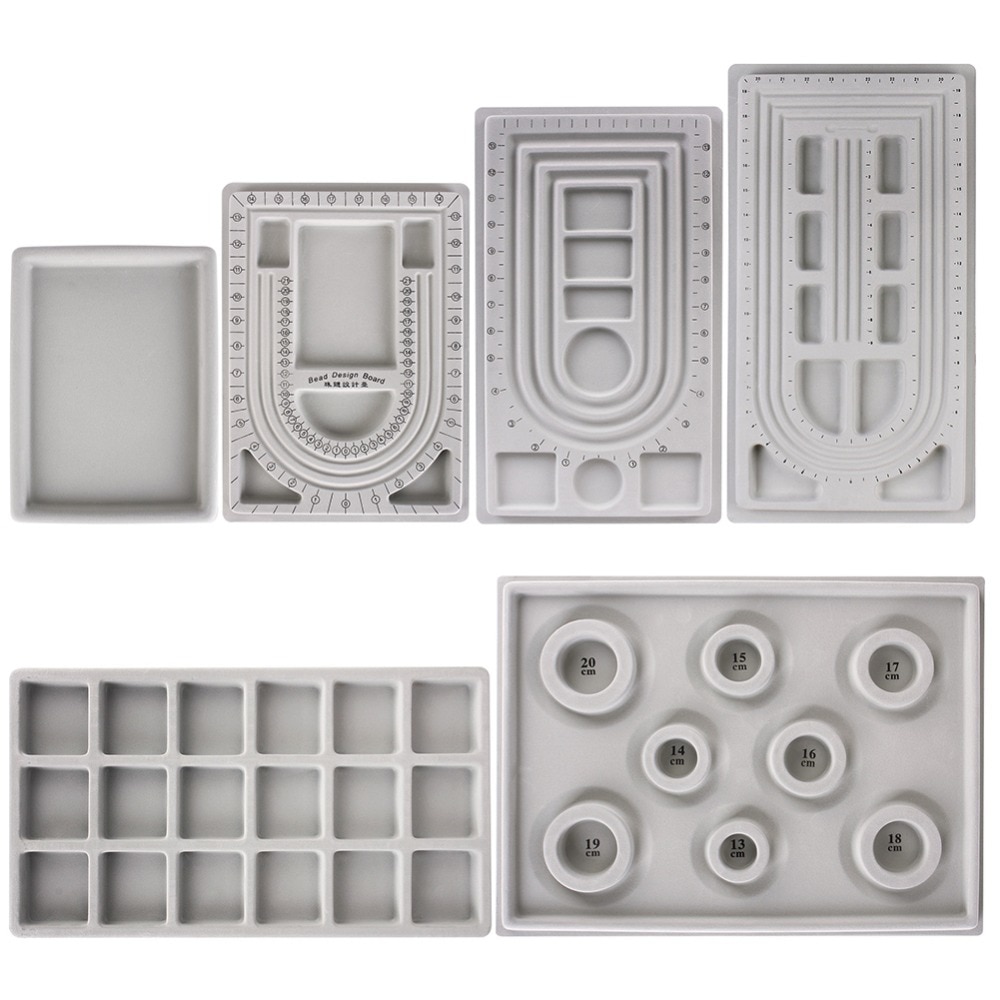 Gray Flocked Bead Board Bracelet Necklace Beading DIY Jewelry Making Organizer Tray Design DIY Craft Tool Accessories