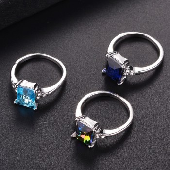 SHUANGR 1Pcs/set 3 Colors Elegant Stylish Shiny Attractive Cubic Fashion Ladys Ring Size 6-10 Rings For Women Gift