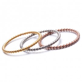 Female Fashion Small Ring Silver Rose Gold Color Twisted Stainless Steel Ring for Women Wedding Party Ring