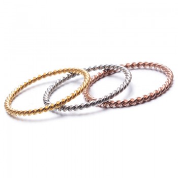 Female Fashion Small Ring Silver Rose Gold Color Twisted Stainless Steel Ring for Women Wedding Party Ring