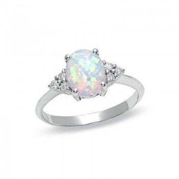 1pc Fashion Classic Colorful Big Oval Egg Shape White Fire Opal Ring Cubic Zircon Engagement Wedding Ring Jewelry for Girls