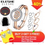 ELESHE Fashion Sparkling Cubic Zirconia Crystal Hollow Round Finger Ring Real Solid 925 Sterling Silver Rings for Women Jewelry