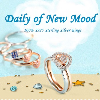ELESHE Fashion Sparkling Cubic Zirconia Crystal Hollow Round Finger Ring Real Solid 925 Sterling Silver Rings for Women Jewelry