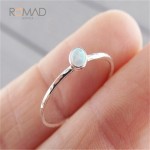 Minimalist Round Opal Rings For Women Silver Color Ring Small Simple Rings For Girl Personality Wedding Bijoux Jewelry anillo Z3