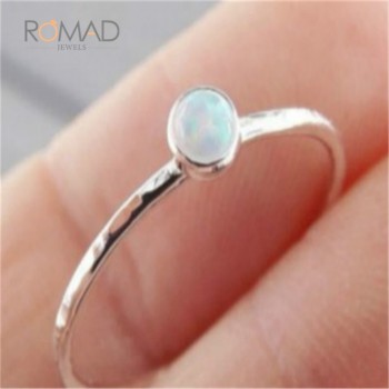 Minimalist Round Opal Rings For Women Silver Color Ring Small Simple Rings For Girl Personality Wedding Bijoux Jewelry anillo Z3