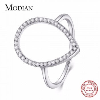 Modian New Fashion Instagram Pear Water Drop Classic Ring Engagement Jewelry Sparkling 100% 925 Sterling Silver Rings For Women