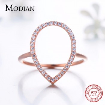 Modian New Fashion Instagram Pear Water Drop Classic Ring Engagement Jewelry Sparkling 100% 925 Sterling Silver Rings For Women