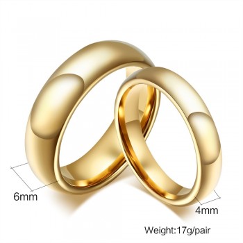 Modyle Fashion 100% tungsten carbide rings 4MM/6MM wide Gold-Color wedding rings for women and men jewelry