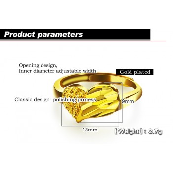 Wholesale gold color Heart Charm ring simple fashion elegant woman ring Adjustable Engage Ring Fine jewelry Valentines Day gift