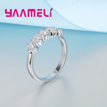 YAAMELI Charm 925 Sterling Silver Wedding Engagement Rings For Women Bridal Jewelry Cubic Zircon Crystal Proposal Ring Bijoux