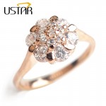 USTAR Flower Zircon wedding Rings for women jewelry Austria Crystals Rose Gold color engagement Rings Female Anel bijoux gift