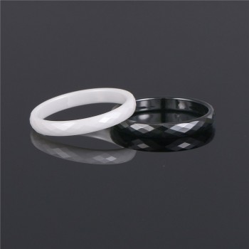 Black amp; White Faceted Ceramic Rings Simple Small Wedding Engagement Rings High Quality Fashion Round Ceramic Rings For Women Men