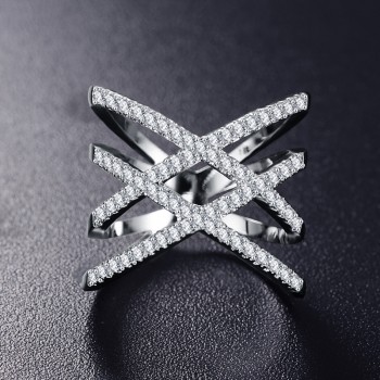 Hot!Bottom Price Only 2 Weeks Fashion Rings for Women Double Letter X Shape Ring Zirconia Micro Paved Women Anel Dropshiping