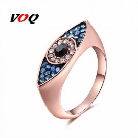 2018 Valentines Day Gift Austrian Crysta Jewelry Geometric Evil Eye Rings for Women Rose Gold with Silver Color Engagement Ring