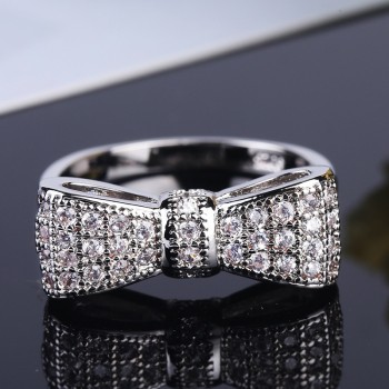 2018 Fashion solid 925 Sterling Silver Exquisite Fashion Bow Tie Wedding amp; Engagement Ring Made With Cubic Zirconia Jewelry