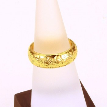 MxGxFam Lotus F Rings Jewelry For Women Classic 24 k Pure Gold color Original Design