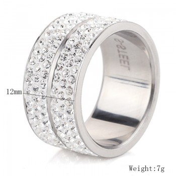 Wholesale High Quality Classic Stainless Steel 6 Row Crystal Jewelry Wedding Ring