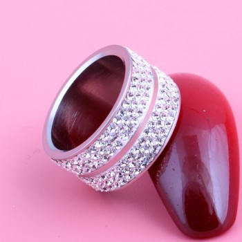 Wholesale High Quality Classic Stainless Steel 6 Row Crystal Jewelry Wedding Ring